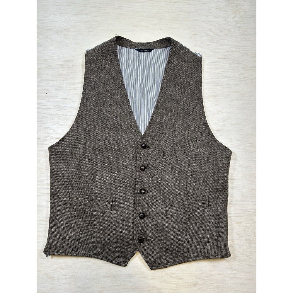 Banana Republic Vest Mens Brown Medium Wool Blend Lined 100% Cotton Corpcore
